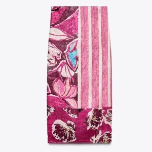 Zara PRINTED SATIN EFFECT MIDI SKIRT